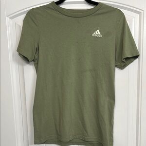 Adidas Green Short Sleeve Tee Athletic Style